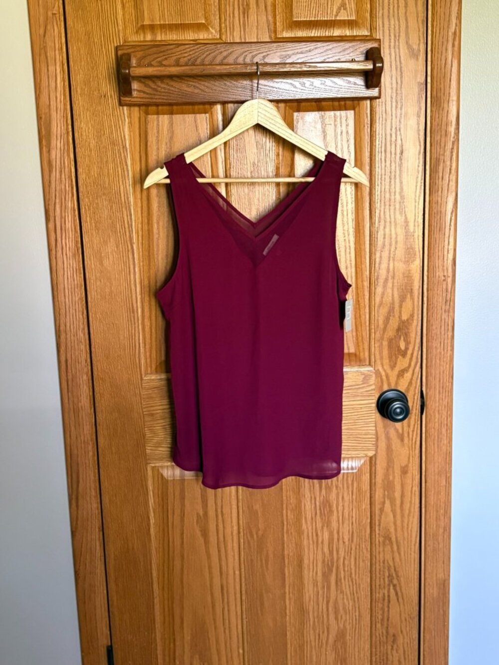 Maurices Red Sheer Inset V-Neck Tank Top